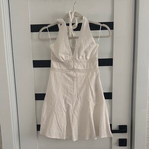 Elegant White Halter Dress